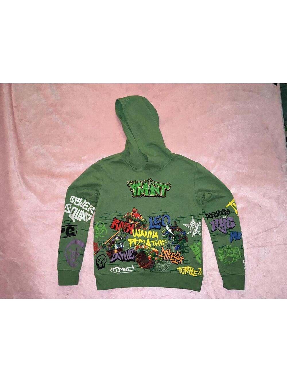 Teenage Mutant Ninja Turtles Hoodie Green Graphic Sweatshirt. Nickelodeon 10/12